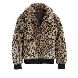 Leopard Print Bomber Jacket XS Petite